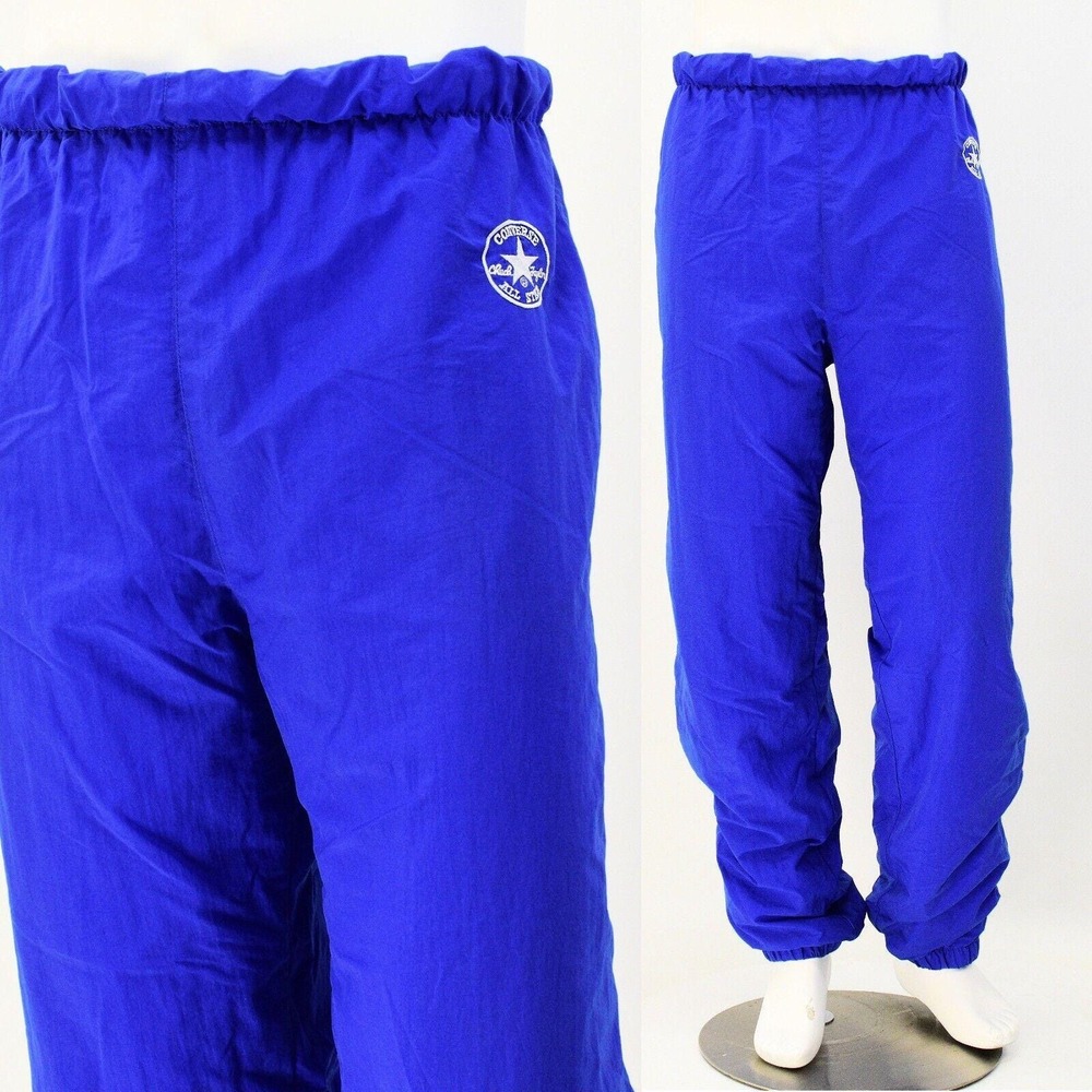 80s Vintage Converse Track Pants Windbreaker Pants Mens XL Elastic Waist & Cuffs
